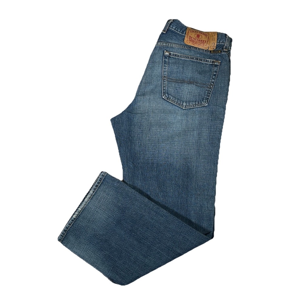 Lucky Brand Jeans Straight Leg Short Inseam Men 36 Style 10D Blue Denim USA Made